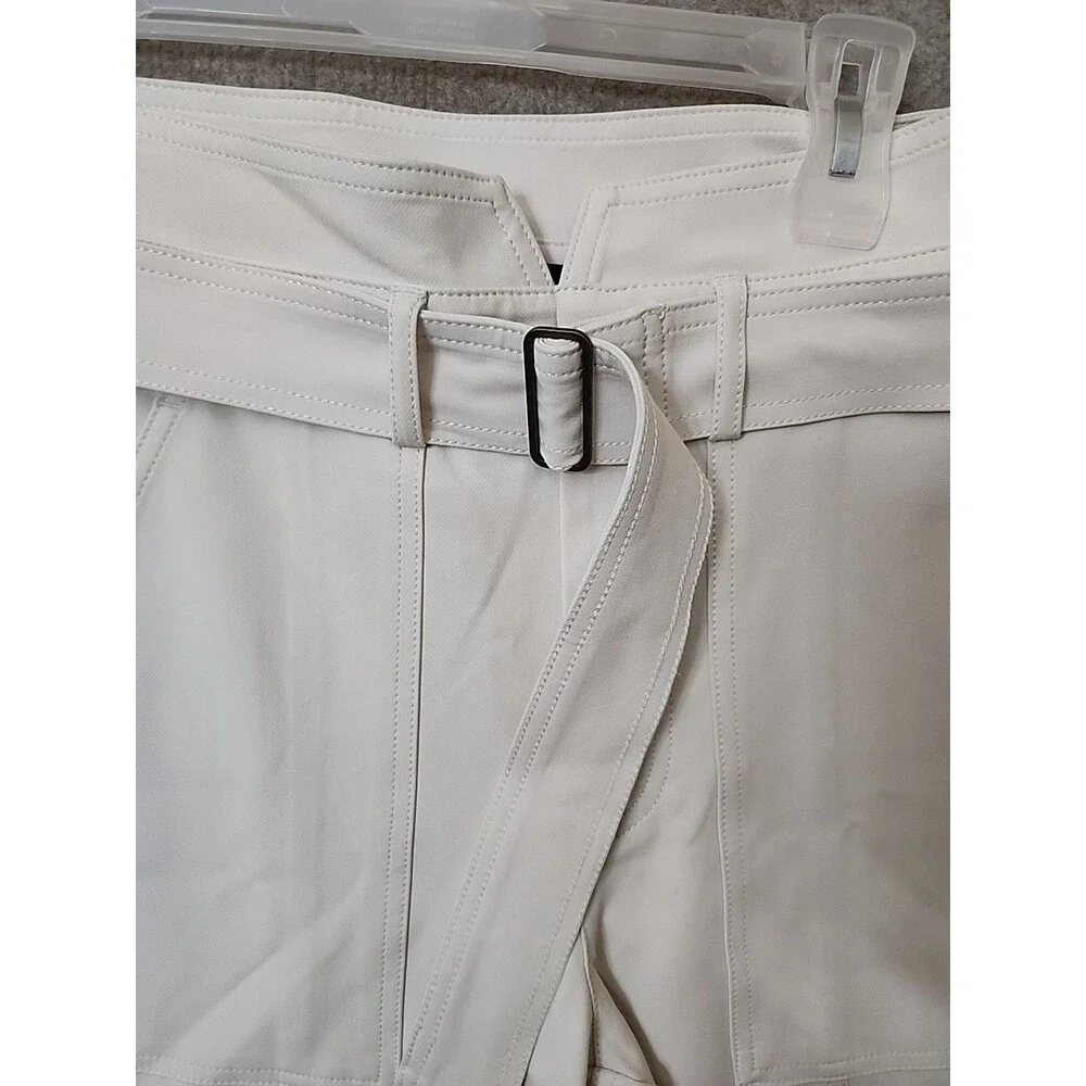 Banana Republic Refined Utility Pants Womens 6 Cream White Belted Stretch